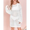 Girl Swimsuit Crochet Swim Cover Up Summer Bathing Suit Swimwear Knit Pullover Beach Dress - 2 of 4