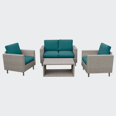 Tybee 4pc Seating Set - Peacock - Leisure Made