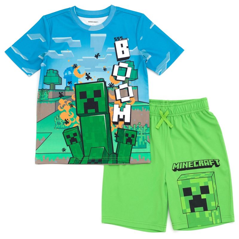 Minecraft Creeper T-Shirt and Shorts Outfit Set Little Kid to Big Kid, 1 of 10