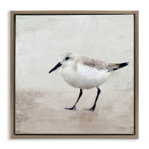 Stupell Industries Lone Sandpiper Bird Portrait Floating Frame Canvas Art - 1 of 4