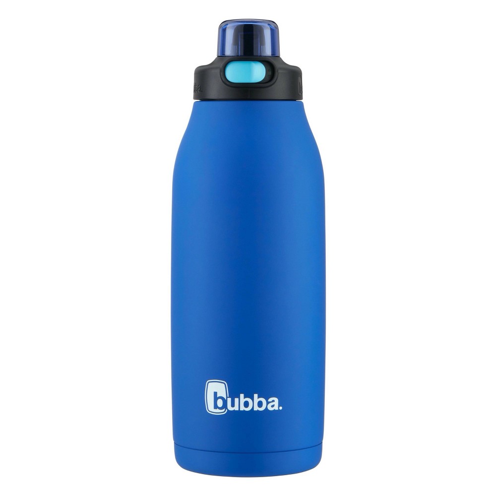 bubba 40oz Radiant Push Button Water Bottle with Straw Rubberized Stainless Steel Cobalt Blue