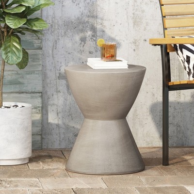 Maggift Patio End Tables Accent Side End Table for Outdoor and Indoor, Garden, Backyard Use, Special Design, Gray, 15.25"*15.25"*18"