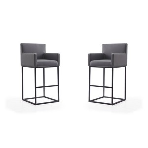 Set of 2 Ambassador Upholstered Metal Barstool - Manhattan Comfort - 1 of 4