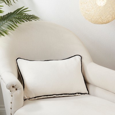 Small Black and White Cotton Reversible Throw Pillow