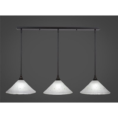 Toltec Lighting Any 3 - Light Chandelier in  Dark Granite with 12" Frosted Crystal Shade