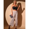 INSPIRE CHIC Women's Pleated Shiny High Waist Elastic Wide Leg Party Clubwear Trousers - 4 of 4