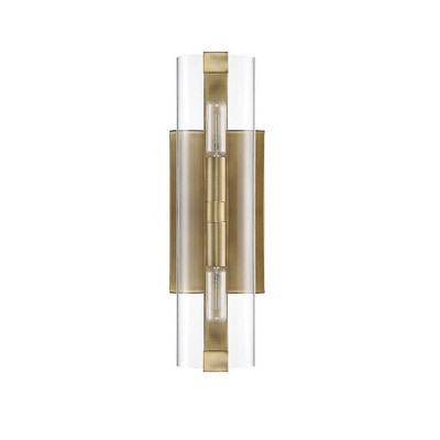 Winfield Dimmable Brass & Black Wall Sconce with Clear Glass