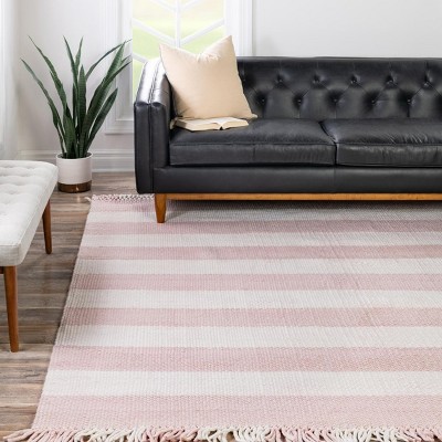 Unique Loom 7' 10 X 7' 10 Eco Plaid Indoor Outdoor Washable Pink Area ...