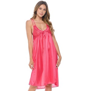 Casual Nights Women's Satin Lace Camisole Nightgown - 1 of 4