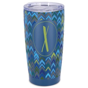 Elanze Designs X Monogram Herringbone Arrows Wrap-Around Design 20 Ounce Stainless Steel On-The-Go Coffee Mug, Thermal Travel Tumbler with Leak - 1 of 4