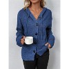 Coolmee Women's Casual Long Sleeve Crewneck  Hooded Drawstring Button Down Cardigan Sweater Knit Outwear - 3 of 4