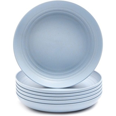 Juvale 6 Pack Blue 9 Inch Round Unbreakable Wheat Straw Dinner Plates Dinnerware