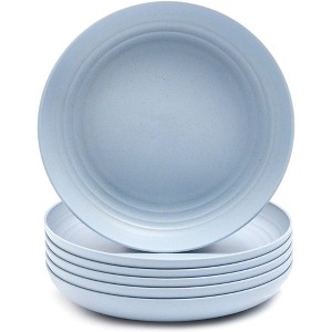 Juvale 6 Pack Blue 9 Inch Round Unbreakable Wheat Straw Dinner Plates Dinnerware - 1 of 4