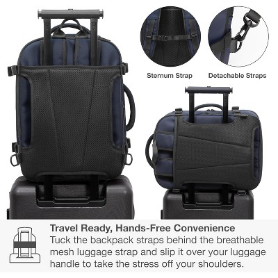 Traveler's Choice Markham Expandable, Clamshell Opening, Weekender, 27L Capacity Travel Backpack, Navy — фото 7