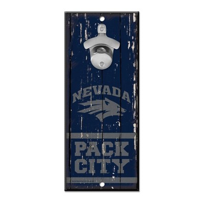 NCAA Nevada Wolf Pack 11"x5" Bottle Opener Wood Sign