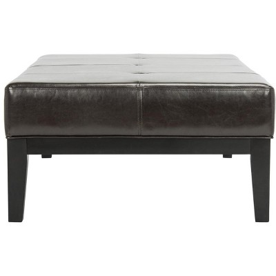 Brown Tufted Bicast Leather Cocktail Ottoman