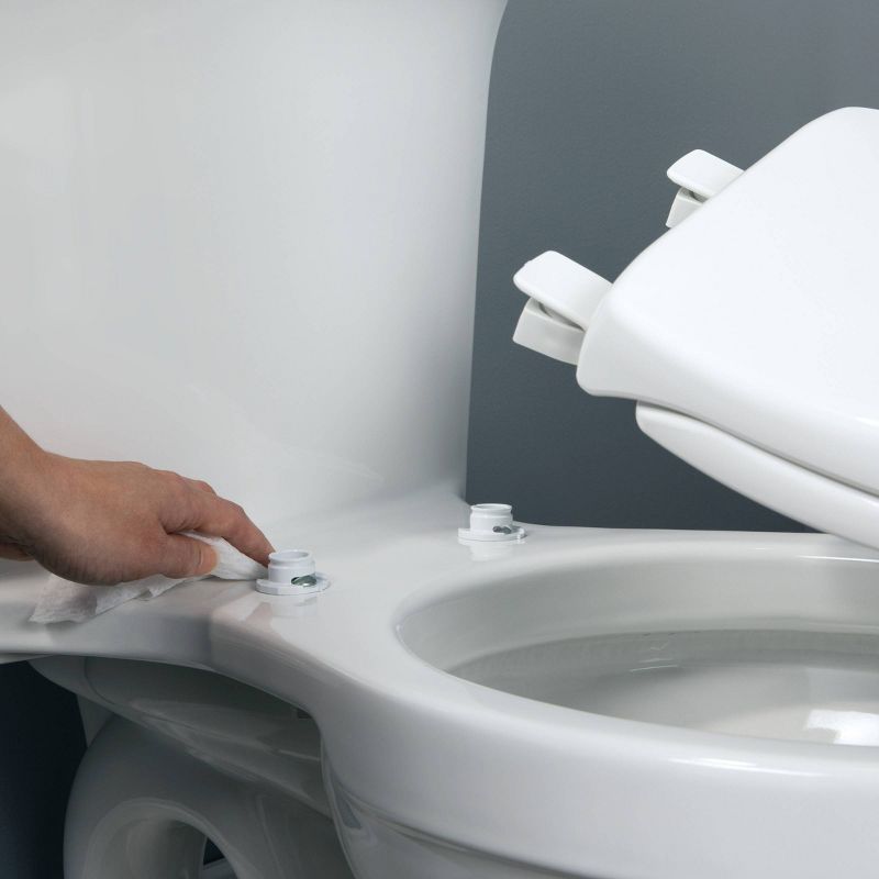 Cameron Never Loosens Round Enameled Wood Toilet Seat with Easy Clean Hinge White - Mayfair by Bemis, 5 of 6