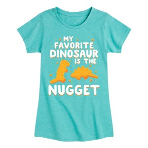 Girls' - Instant Message - My Favorite Dinosaur is the Nugget Fitted Short Sleeve Graphic T-Shirt - 1 of 4