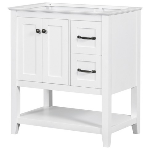 30"W Bathroom Vanity with/without Ceramic Sink Top, Bathroom Storage Vanity Cabinet with Drawer, White -ModernLuxe - image 1 of 4