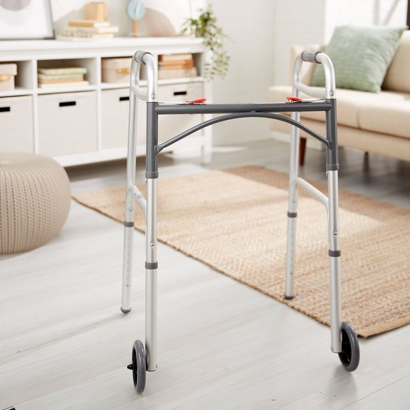 McKesson Walker with Wheels, Folding Rolling Walker - 350 lbs Capacity, 1 Count, 4 of 6