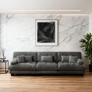 Homy Casa Oversized Pillow Back Sofa with Plush Cushions and Deep Seats for Living Room or Family Space, White - 1 of 4