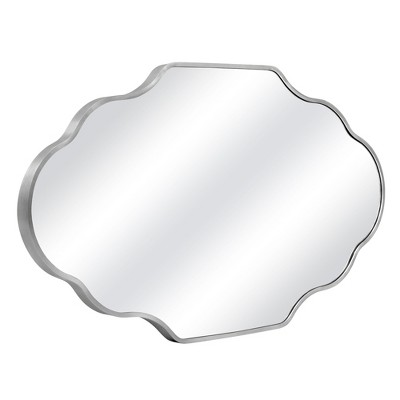 Beautyolove 26 in. W x 46 in. H Scalloped Silver Aluminum Alloy Framed Wall Mirror Irregular Decorative Wall Mirror