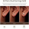 3-Pair 18K Gold Plated Stud Earrings - Hypoallergenic 925 Sterling Silver, for Cartilage & Multiple Piercings, Ideal Gift for Women - 4 of 4