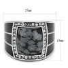 Slickblue Men's Polished Stainless Steel Ring with Semi-Precious Snowflake Obsidian Stone in Jet, Size 8-13 - 2 of 4