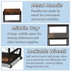 32.6'' Tall Industrial Style Rolling Kitchen Island Wine Cart with Black Finished, Fir Wood Mobile Metal Wine Bar Cart with Glass Rack - 4 of 4