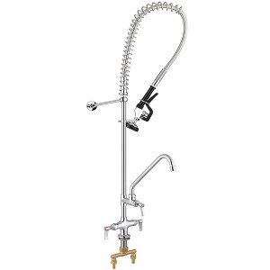 Aquaterior Kitchen Sink Faucet Pre-Rinse Commercial Faucet Wall Mount with Add-On Pull Down Chrome cUPC NSF ANSI CEC - 1 of 4
