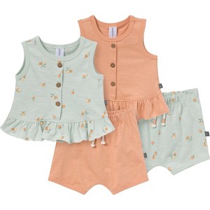 Modern Moments™ by Gerber Baby Girls' 4-Piece Sleeveless Peplum Tops and Shorts Set - 1 of 4