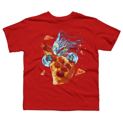 Boy's Design By Humans Pizza Cat in Space By BABYSHARK185 T-Shirt