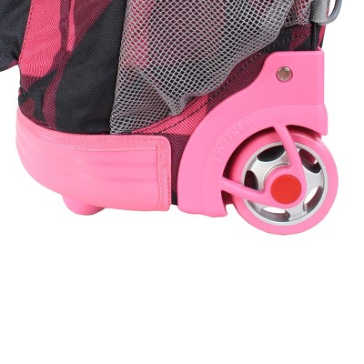'J World 20'' Sundance Rolling Backpack with Laptop Sleeve - Pink/Black, Girl's, Size: Small'