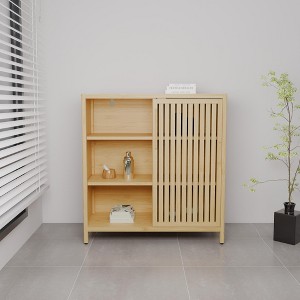 Dolonm 32.9 in. Tall Bamboo Storage Cabinet with Single Door & Shelves, Natural Finish for Bathroom& Bedrooms or Entryways - 1 of 4