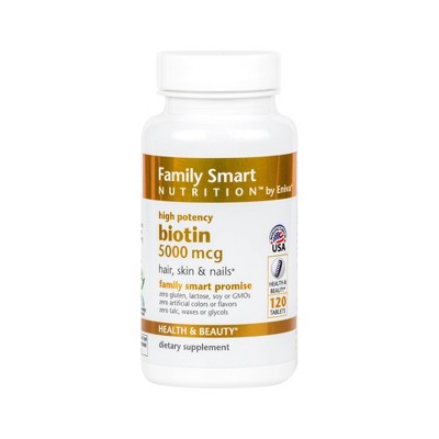 Family Smart Nutrition Biotin 5000mcg Tablets - 120ct