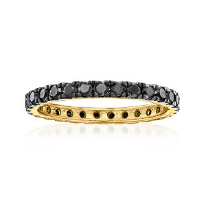 Ross-Simons 1.00 ct. t.w. Black Diamond Eternity Band in 14kt Yellow Gold - 1 of 4