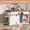 Gulches White Farmhouse Dog Crate with Sliding Barn Door and Drawers - 4 of 4