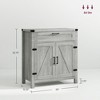 Yukimo 30" Gray Modern Farmhouse Sideboard Cabinet with 2 Barn Doors and Drawer, Storage Buffet for Dining Room & Living Room - 3 of 4