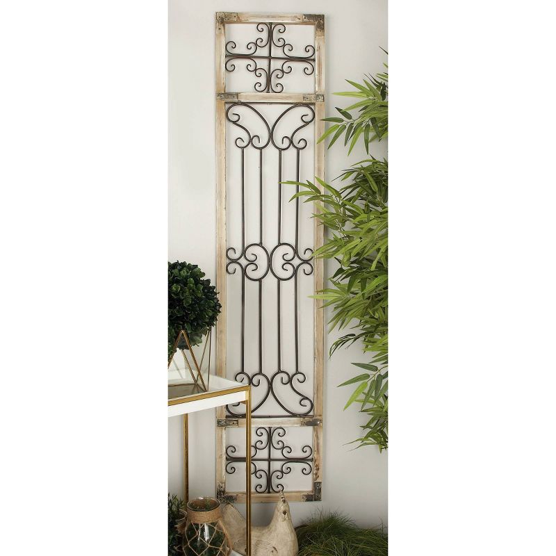 Wood Scroll Distressed Door Inspired Ornamental Wall Decor with Metal Wire Details Gray - Olivia &#38; May, 3 of 25