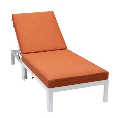 LeisureMod Chelsea Outdoor Patio Lounge Chair with Cushions in White Aluminum