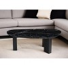 HomeRoots 54" Black Genuine Marble and Wood Free Form Coffee Table - 2 of 4