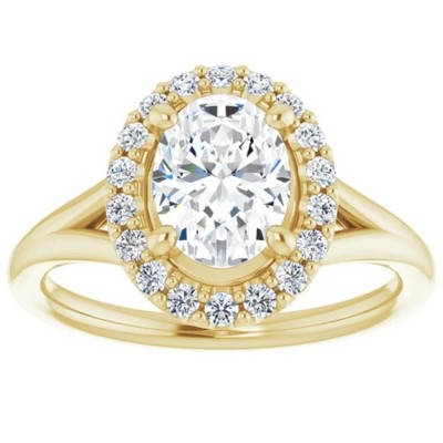 Pompeii3 1 1.15Ct Oval Diamond Engagement Ring 14k Yellow Gold Halo Band Enhanced