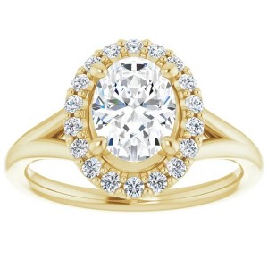 Pompeii3 1 1.15Ct Oval Diamond Engagement Ring 14k Yellow Gold Halo Band Enhanced - 1 of 4