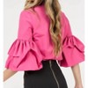 Women's Puff Sleeve Poplin Blouse - CQbyCQ - 3 of 3
