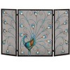 Royal Hampton Peacock Theme Mesh Fireplace Screen, Metal 3 Panel - 2 of 2