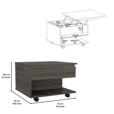 Modern Babel Lift-Top Coffee Table in White & Light Oak with Storage