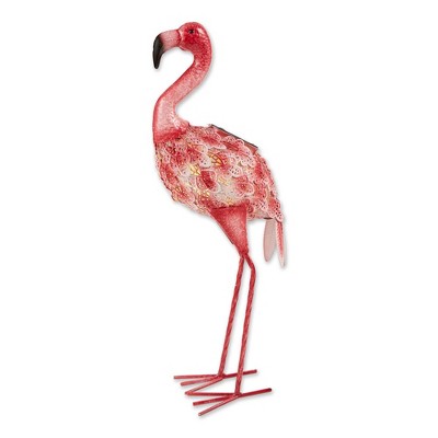 20.25" Iron Pretty Flamingo with Solar Light Pink - Zingz & Thingz