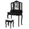 Costway Vanity Makeup Dressing Table Set W/Stool 4 Drawer&Mirror Jewelry Wood Desk Black - 2 of 4