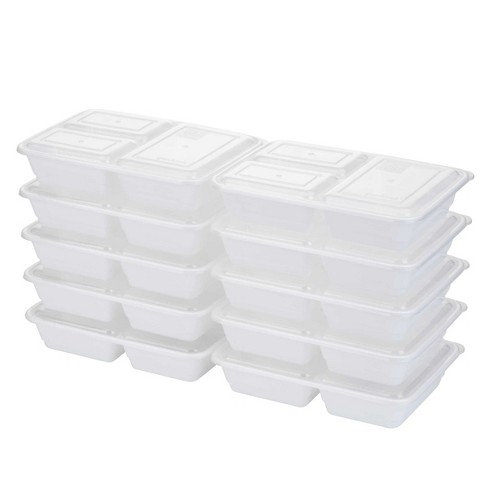 Goodcook Meal Prep 3 Compartment Rectangle White Containers + Lids