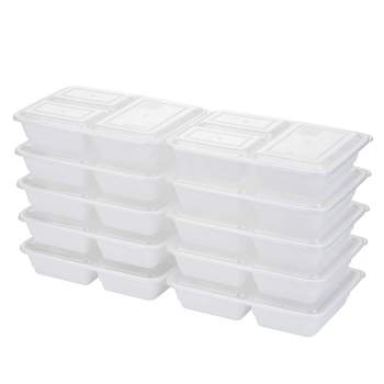 GoodCook Meal Prep 3 Compartment Rectangle White Containers + Lids - 10ct